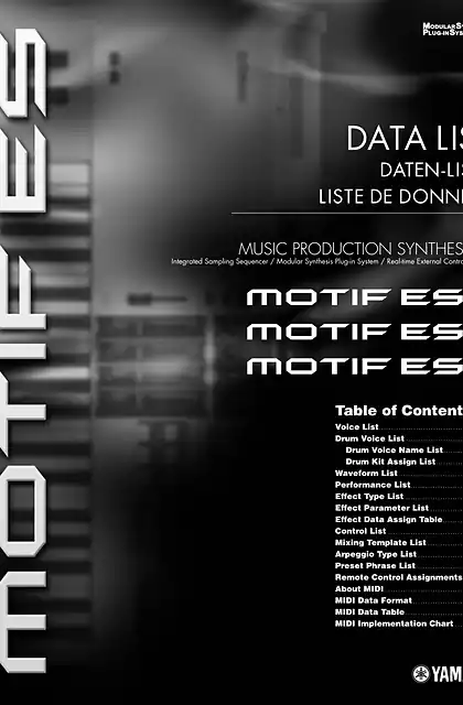 yamaha雅马哈MOTIF ES6_MOTIF ES7_MOTIF ES8 Data List